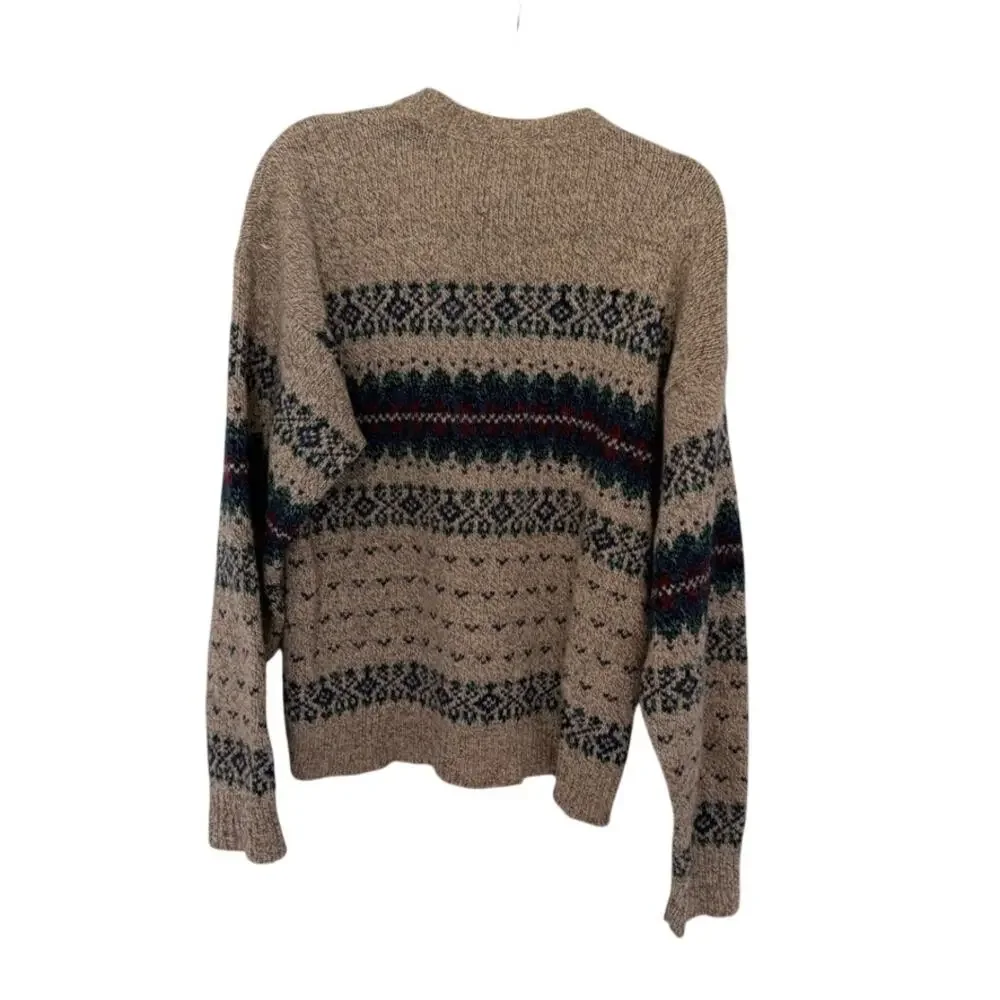 90s Vintage Alps Rugged Outdoors Wool Knit Fair Isle Pullover Sweater Mens M - Picture 3 of 6